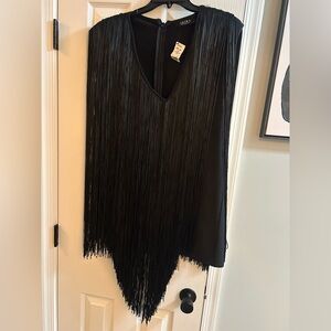 Black Fringe Mini Dress
